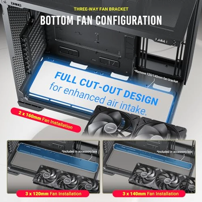 Antec C8 ARGB, 2X TQR 160mm & 1x TQ 140mm ARGB PWM Fans Included,Dual-Chamber Layout, Type-C, 360mm Radiator Support, Seamless TG Front & Side Panels, RTX 40 Compatible, Full-Tower E-ATX PC Case by Antec - Image 7