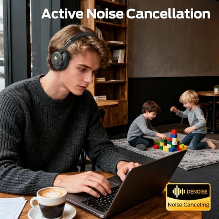 Monster N-Tune mini 02 Noise Cancelling Headphone, Over Ear Headphones Wireless Foldable Design, 50H Playtime Wireless Headphones, Bluetooth 6.0, Adjustable and Comfortable for Travel, Black by Monster - Image 3