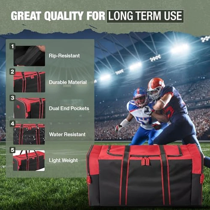 Jetstream Heavy Duty Multi Pocket Large Sports Gym Equipment 3-Pocket Travel Duffel Bag (Red, 32-Inch) by Jetstream - Image 7