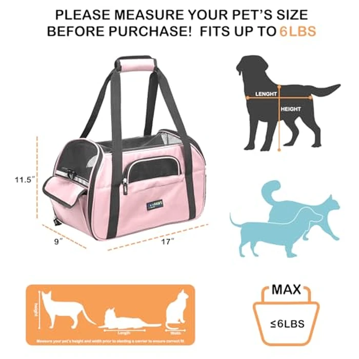 JESPET Soft-Sided Kennel Pet Carrier for Small Dogs, Cats, Puppy, Airline Approved Cat Carriers Dog Carrier Collapsible, Travel Handbag & Car Seat by JESPET - Image 2