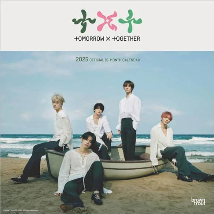 TXT OFFICIAL | 2025 12 x 24 Inch Monthly Square Wall Calendar | BrownTrout | K-Pop Korean Boy Band Temptation by BrownTrout - Used - Like New condition
