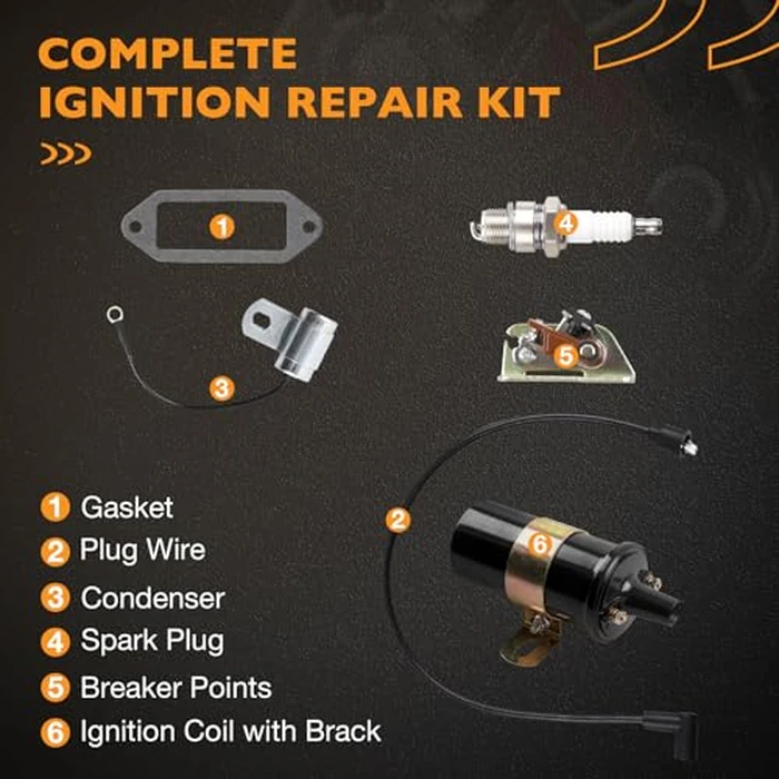 Ignition Coil, Breaker Points, Spark Plug & Wire, Condenser Compatible with Kohler K-Series Tractor K91 K141 K161 K181 K241 K301 K321 K341 Engines by HQPASFY - Image 7