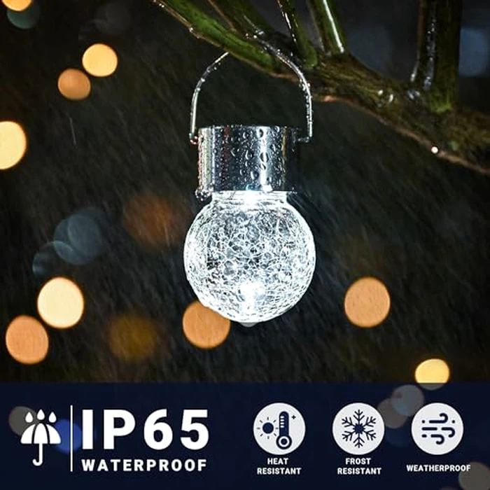 Solpex 12 Pack Hanging Solar Lights Outdoor,Solar Outdoor Lights Decorative, Solar Powered Waterproof Lights, Hanging Globe Light for Garden, Yard, Patio, Lawn, Flower Bed(Cold White) by SOLPEX - Image 3