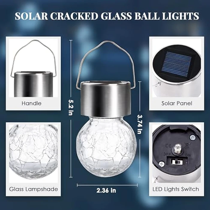 Solpex 12 Pack Hanging Solar Lights Outdoor,Solar Outdoor Lights Decorative, Solar Powered Waterproof Lights, Hanging Globe Light for Garden, Yard, Patio, Lawn, Flower Bed(Cold White) by SOLPEX - Image 6