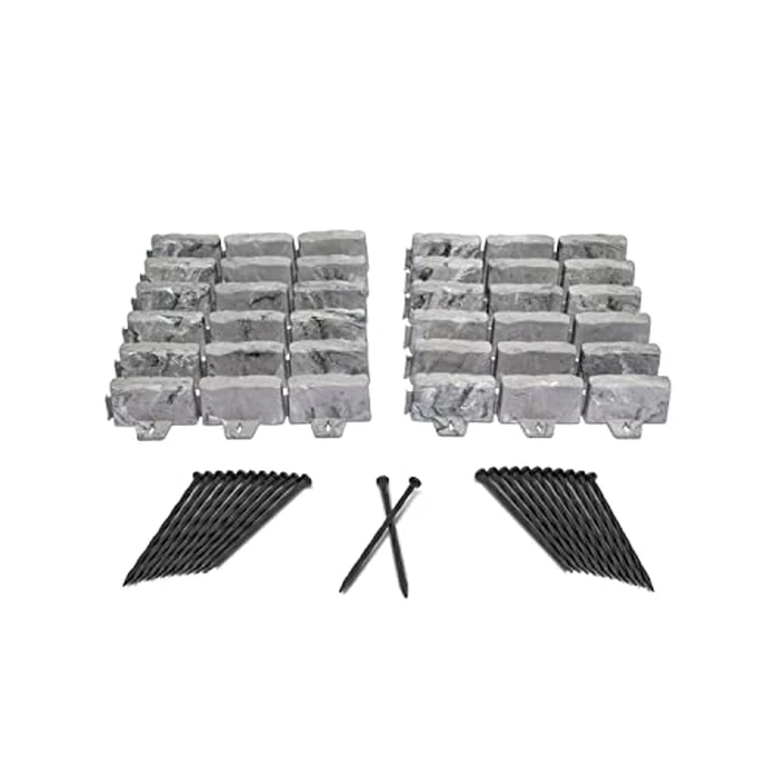 EasyFlex No-Dig Landscape Edging with Anchoring Spikes, 2.7 in Tall Decorative Stone-Look Garden Border, 15 Foot Kit, Slate Gray by EasyFlex - Used - Like New condition - US$38.50