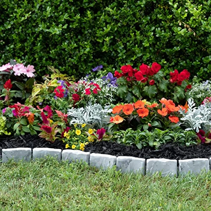 EasyFlex No-Dig Landscape Edging with Anchoring Spikes, 2.7 in Tall Decorative Stone-Look Garden Border, 15 Foot Kit, Slate Gray by EasyFlex - Image 7