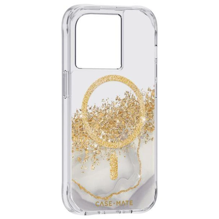 Case-Mate Karat Marble Phone Case with Magsafe for iPhone 14 Pro - Clear/Gold by Case-Mate - Image 3