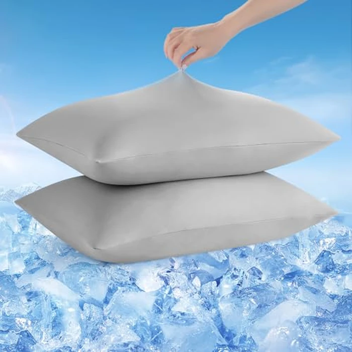 Avolare Cooling Pillow Cases King Size Set of 2,Arc-Chill 3.0(Q-Max>0.5) Cooling Pillowcases for Hot Sleepers,Breathable & Stretchy Fabric,Soft for Hair Skin, Zipper Pillow Cases,Grey by Avolare - Used - Very Good condition - US$18.80