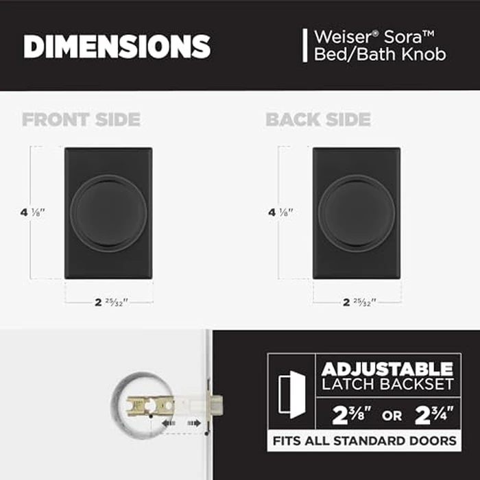 Weiser Sora Matte Black Door Knob, Interior Door Handles/Privacy Knobs for Bedroom and Bathroom Doors, Keyless Bathroom/Bedroom Door Lock, Modern Home Décor by Weiser - Image 6