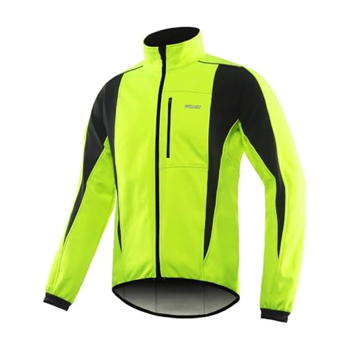 ARSUXEO Winter Warm UP Thermal Softshell Cycling Jacket Windproof Waterproof Bicycle Mountain Bike Clothes 15-K Green Size Medium by ARSUXEO - Image 1