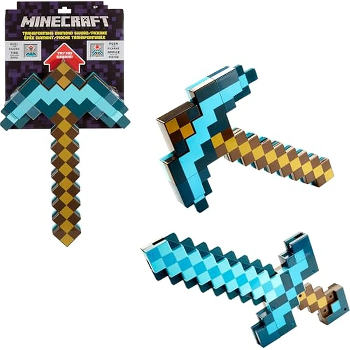 Mattel Minecraft Transforming Diamond Sword & Pick-Axe Kid-Sized 2-in-1 Toy Accessory for Role-Play & Costumes (Amazon Exclusive) by Mattel - Used - Like New condition