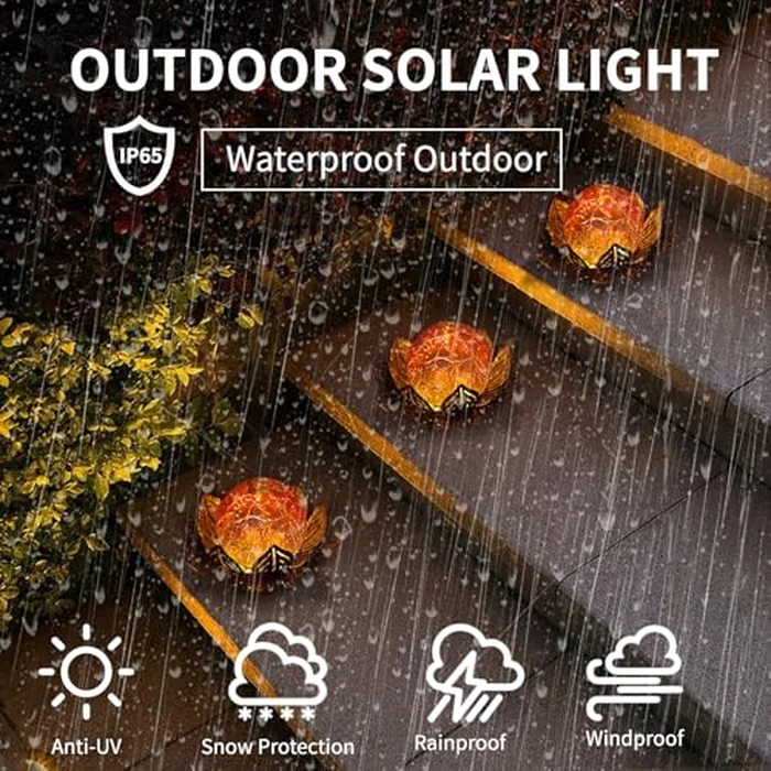 MLKNK Lotus Flower Lamp Solar Garden Lights Yard Art Gardening Gifts for Women Waterproof Led Metal Flower Lights for Patio Porch Pathway Lawn Pond Outdoor Decorations by MLKNK - Image 4