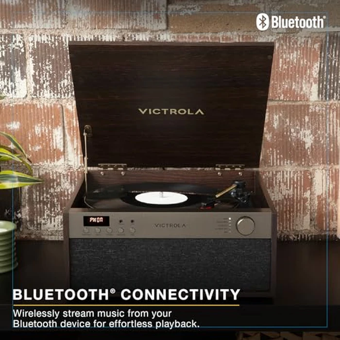 Victrola Century Essential - 5-in-1 Vinyl Record Player & Music Center - 3-Speed Turntable, CD Player, VINYLSTREAM, Bluetooth & 3.5mm Aux, Record Player with Speakers, Mid Century Design (Espresso) by Victrola - Image 4