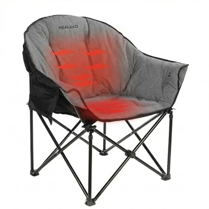 REALEAD Heated Camping Chair - Fully Thick Padded - Heated Chairs for Outdoor Sport with Back and Seat Heating - Heated Outdoor Chair for Adults - Battery NOT Included by REALEAD - Used - Very Good condition - US$116.99