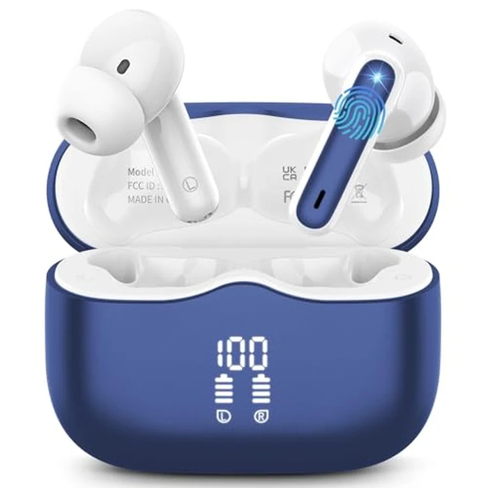 Wireless Earbuds, Bluetooth Ear Buds 5.4 Mini HiFi Stereo with 4 ENC Noise Cancelling Mics Wireless Headphones, in Ear Earphones 40H IP7 Waterproof, USB C, Bluetooth Earbuds for Sports, Gym, Workout by xinwld - Image 1