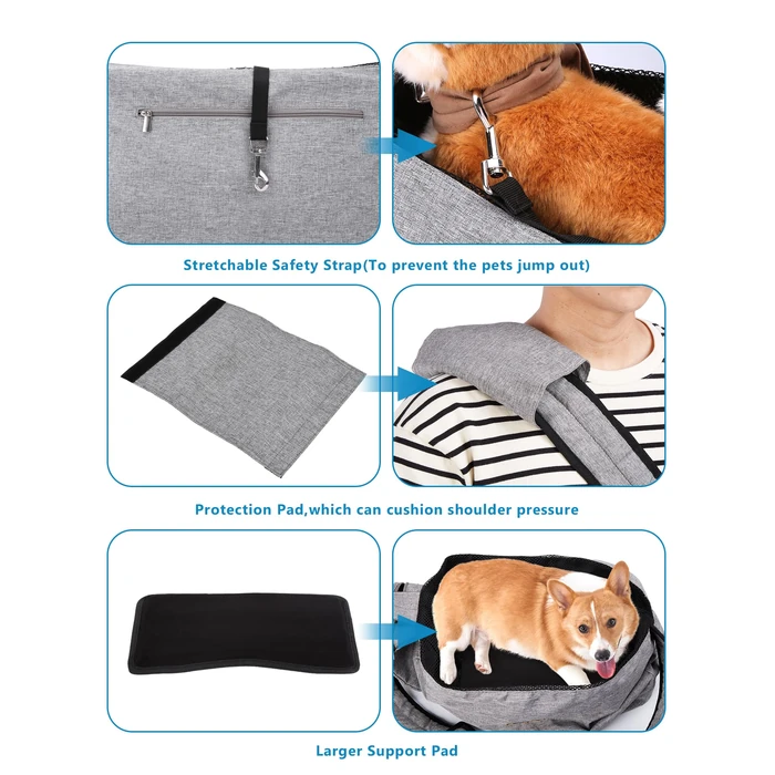 Ownpets Pet Sling Carrier, Fits 15 to 25lbs Extra-Large Dog/Cat Sling Carrier Reversible and Hands-Free Dog Bag with Adjustable Strap and Pocket Shoulder Pad for Outdoor Travel Hiking by Ownpets - Image 2