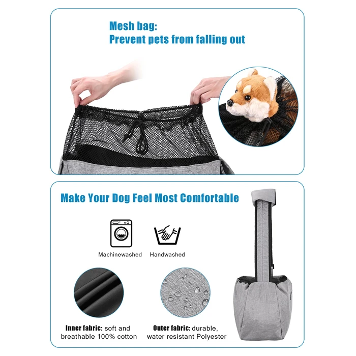 Ownpets Pet Sling Carrier, Fits 15 to 25lbs Extra-Large Dog/Cat Sling Carrier Reversible and Hands-Free Dog Bag with Adjustable Strap and Pocket Shoulder Pad for Outdoor Travel Hiking by Ownpets - Image 3