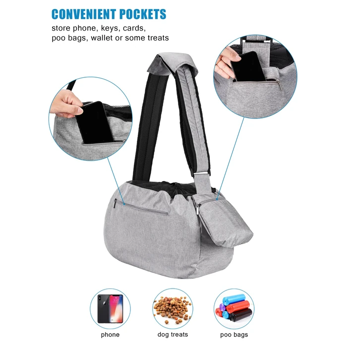 Ownpets Pet Sling Carrier, Fits 15 to 25lbs Extra-Large Dog/Cat Sling Carrier Reversible and Hands-Free Dog Bag with Adjustable Strap and Pocket Shoulder Pad for Outdoor Travel Hiking by Ownpets - Image 4