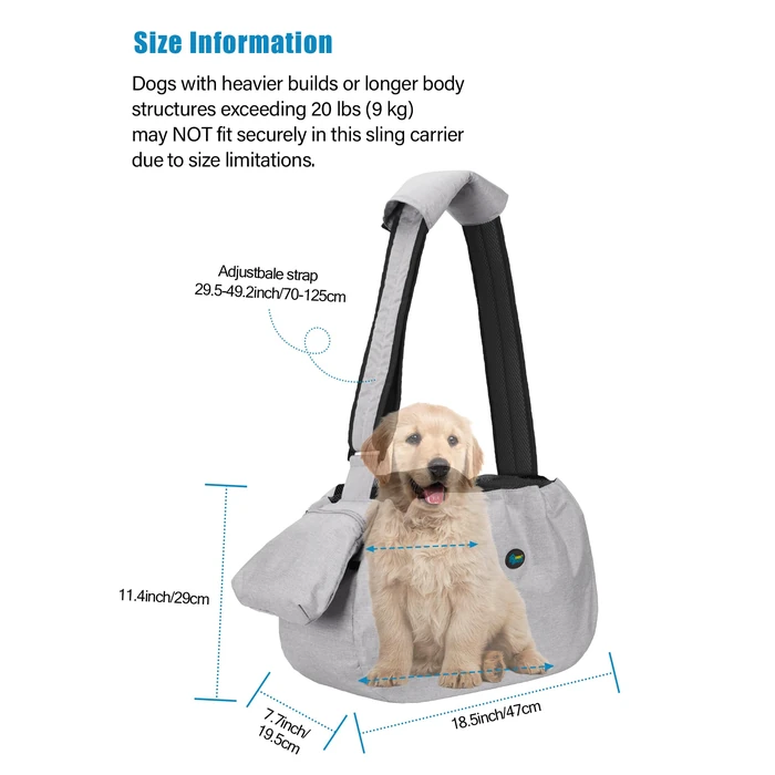 Ownpets Pet Sling Carrier, Fits 15 to 25lbs Extra-Large Dog/Cat Sling Carrier Reversible and Hands-Free Dog Bag with Adjustable Strap and Pocket Shoulder Pad for Outdoor Travel Hiking by Ownpets - Image 7