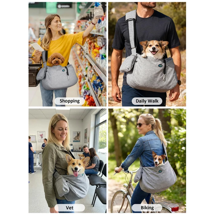 Ownpets Pet Sling Carrier, Fits 15 to 25lbs Extra-Large Dog/Cat Sling Carrier Reversible and Hands-Free Dog Bag with Adjustable Strap and Pocket Shoulder Pad for Outdoor Travel Hiking by Ownpets - Image 8