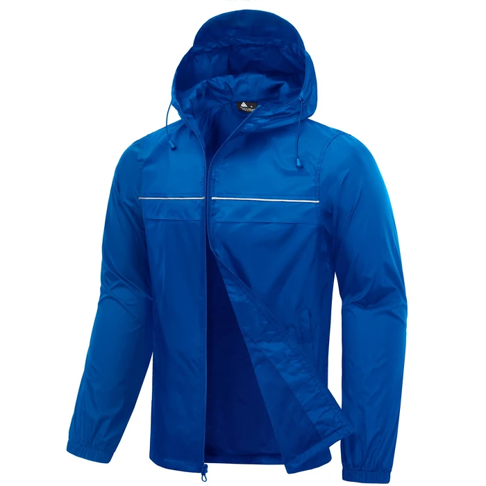 SWISSWELL Mens Rain Jacket & Coats Lightweight Waterproof Windbreaker Hooded for Golf Cycling Hiking Blue M by SWISSWELL - Used - Like New condition