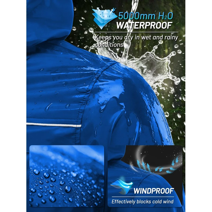 SWISSWELL Mens Rain Jacket & Coats Lightweight Waterproof Windbreaker Hooded for Golf Cycling Hiking Blue M by SWISSWELL - Image 3