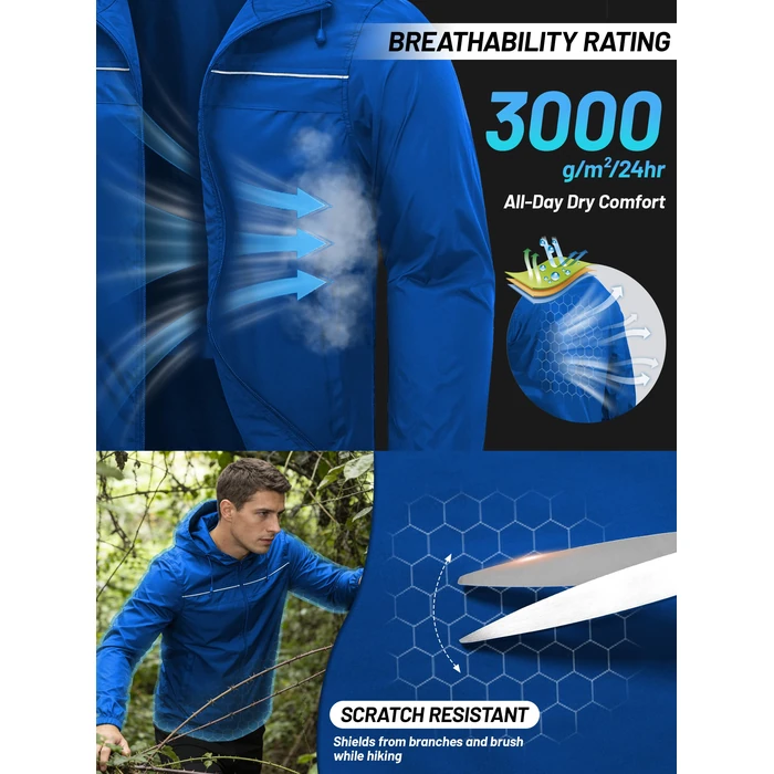 SWISSWELL Mens Rain Jacket & Coats Lightweight Waterproof Windbreaker Hooded for Golf Cycling Hiking Blue M by SWISSWELL - Image 4