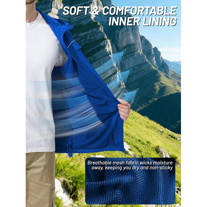 SWISSWELL Mens Rain Jacket & Coats Lightweight Waterproof Windbreaker Hooded for Golf Cycling Hiking Blue M by SWISSWELL - Image 5