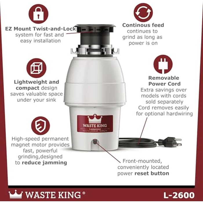 Waste King L-2600 1/2 Horse Power 2600 RPM Food Waste Disposer by Waste King - Image 3