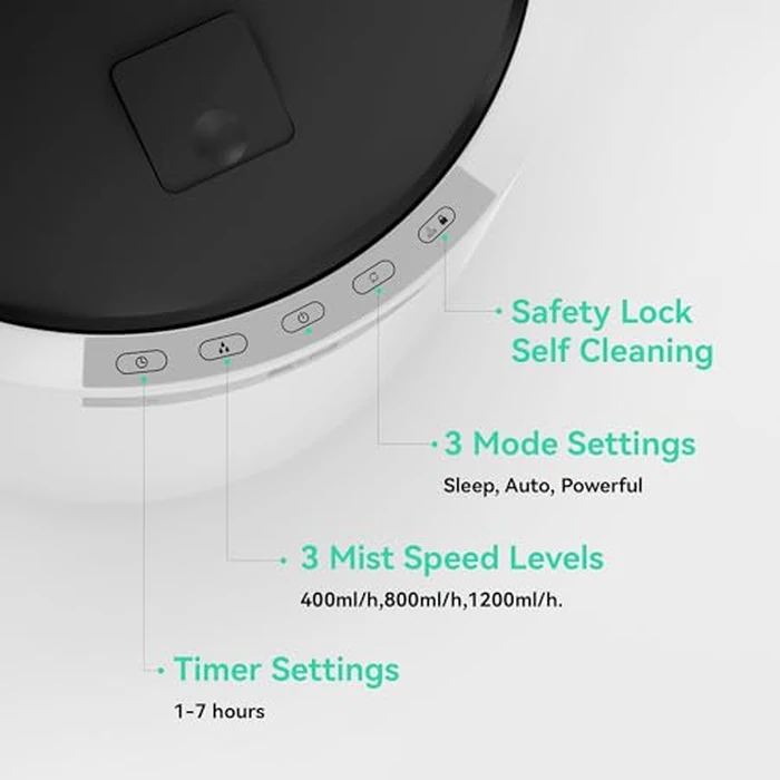 Y&O Steam Humidifier Large Room, 10L/2.64Gal Whole House Humidifier with 304 Stainless Steel Heater, Filterless, No White Dust, Warm Mist Humidifier for Baby Bedroom, 1200ml/h Output by Y&O - Image 4