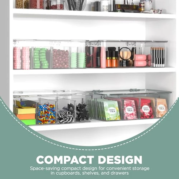 Utopia Home - Tea Bag Organizer With Lids, (1 Pack) Clear Pantry Storage Box - Stackable Partition Organizers or Holder With Lids For Drawers, Countertops, Fridge, Kitchen, Snack & Spice Organization by Utopia Home - Image 9