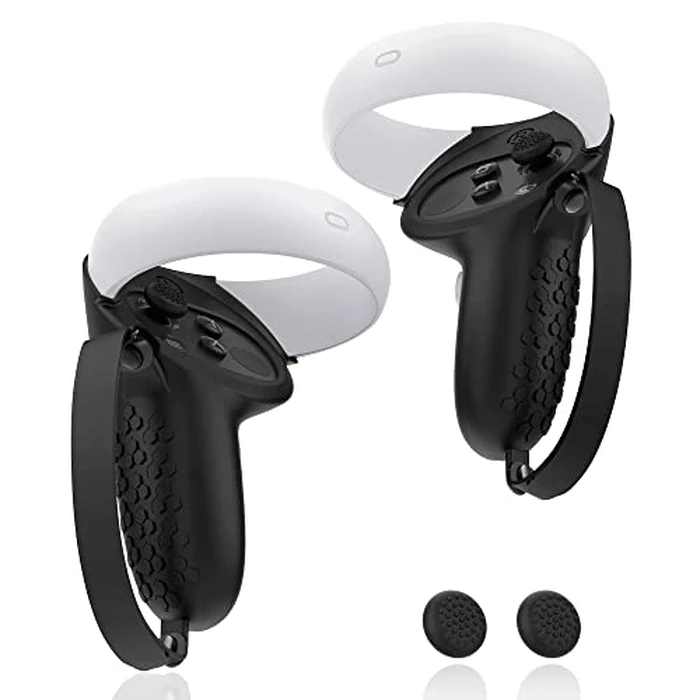 AMZDM Controller Grip for Oculus Quest 2 Accessories Grips Cover for VR Touch Controllers Covers Protector with Non-Slip Thumb Grips 1Pair Black by AMZDM - Used - Good condition - CA$9.85