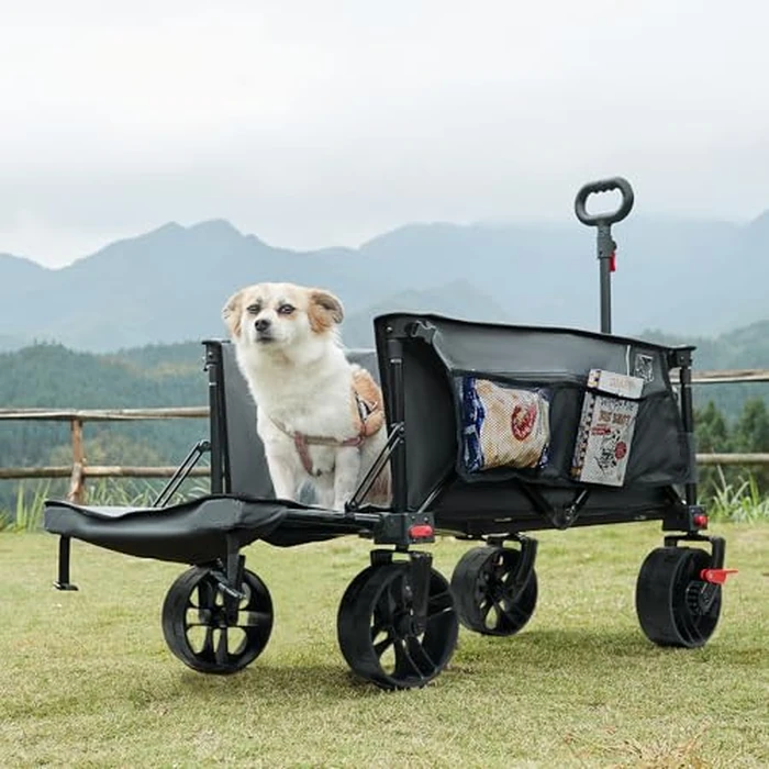 Timber Ridge 47" L Collapsible Folding Wagon with Tailgate, 300 lbs Heavy Duty Beach Wagon with All-Terrain Big Wheels, 250L Foldable Utility Cart for Sand Camping Sports Shopping, Grey by TIMBER RIDGE - Image 2