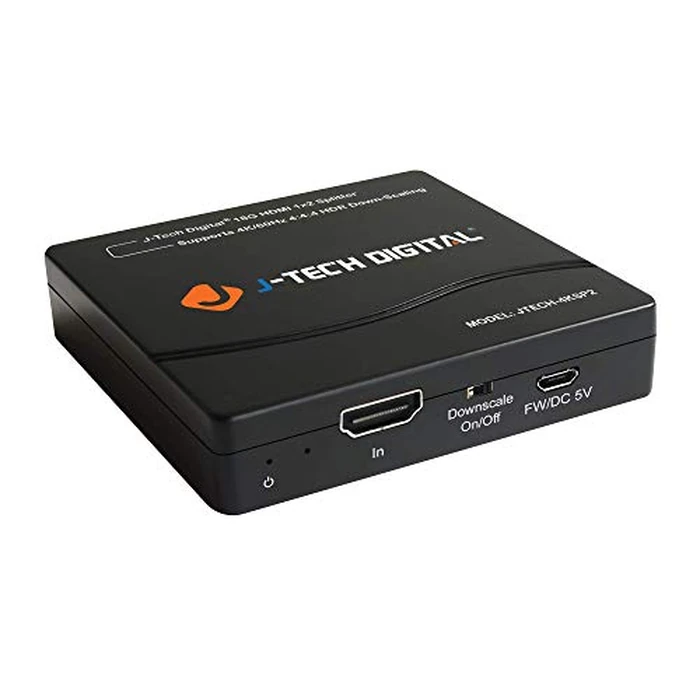 J-Tech Digital HDMI Splitter 1 in 2 Out 4K 60Hz Multi-Resolution Output (MRO) HDMI 2.0 Splitter Supports Downscale HDR HDR10 / Dolby Vision 4K@60Hz 4:4:4 HDCP2.3 2.2 (JTECH-4KSP2) by J-Tech Digital - Image 1