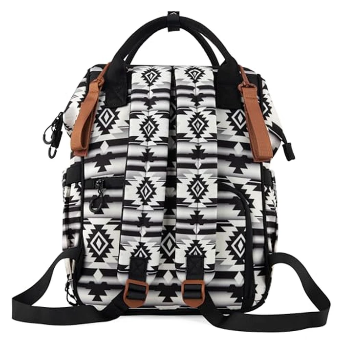 Wrangler Aztec Backpack Organized Daypack Travel Baby Bag with Stroller Strap and Side Bottle Pockets WG2204-9110BK by Wrangler - Image 5