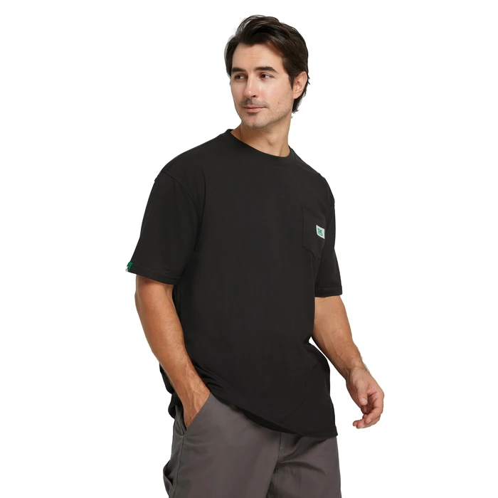 SKPRO Men's T-Shirt, Black Oversized T Shirts for Men, Crew Neck Work Shirt - Loose Fit Pocket T Shirts, Soft Casual Tee (Black, L) by SKPRO - Image 2