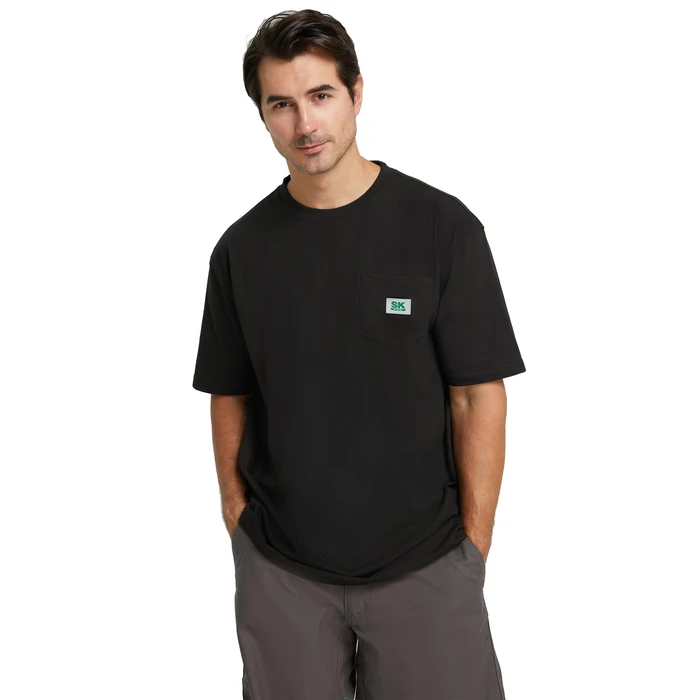 SKPRO Men's T-Shirt, Black Oversized T Shirts for Men, Crew Neck Work Shirt - Loose Fit Pocket T Shirts, Soft Casual Tee (Black, L) by SKPRO - Image 5
