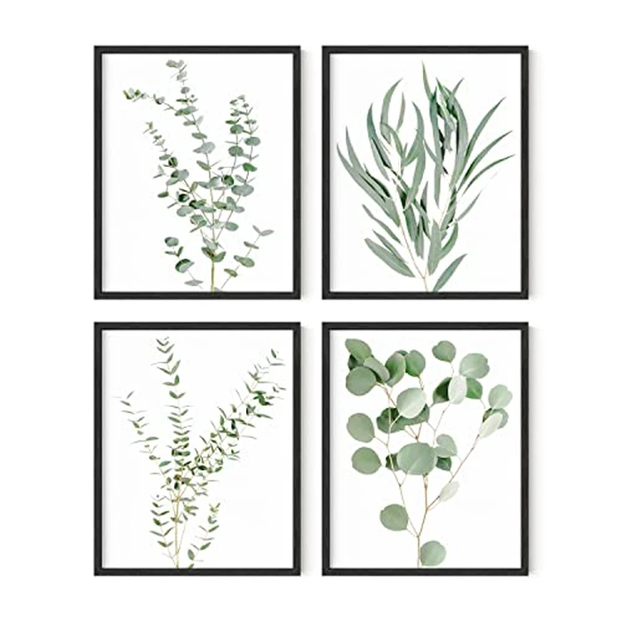 HAUS AND HUES Botanical Plant Wall Art Prints - Set of 4 Plant Decor Prints, Floral Kitchen Pictures, Flower Leaves Wall Art, Boho Leaf Eucalyptus Wall Décor (8x10, UNFRAMED) by HAUS AND HUES - Used - Good condition - US$10.49