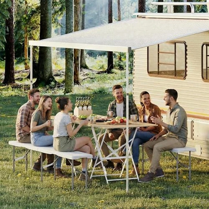 GarveeLife Portable Folding Bench 6 Foot 2 Pack, Plastic Foldable Bench HDPE BenchTop with Carrying Handle for Outdoor Picnic Camping Party Sports Activities - White by GarveeLife - Image 6