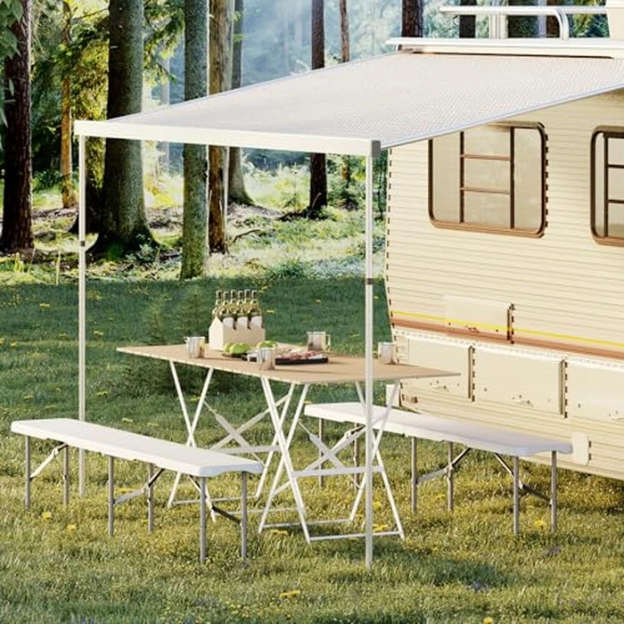 GarveeLife Portable Folding Bench 6 Foot 2 Pack, Plastic Foldable Bench HDPE BenchTop with Carrying Handle for Outdoor Picnic Camping Party Sports Activities - White by GarveeLife - Image 8