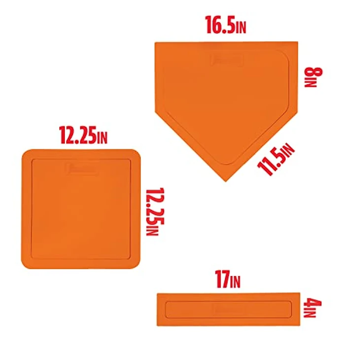 Franklin Sports Thrown Down Baseball Bases with Home Plate and Pitcher's Rubber - Rubber Base Set Perfect for Baseball, Teeball, and Kickball - Five Piece Orange, 5 piece set by Franklin Sports - Image 2