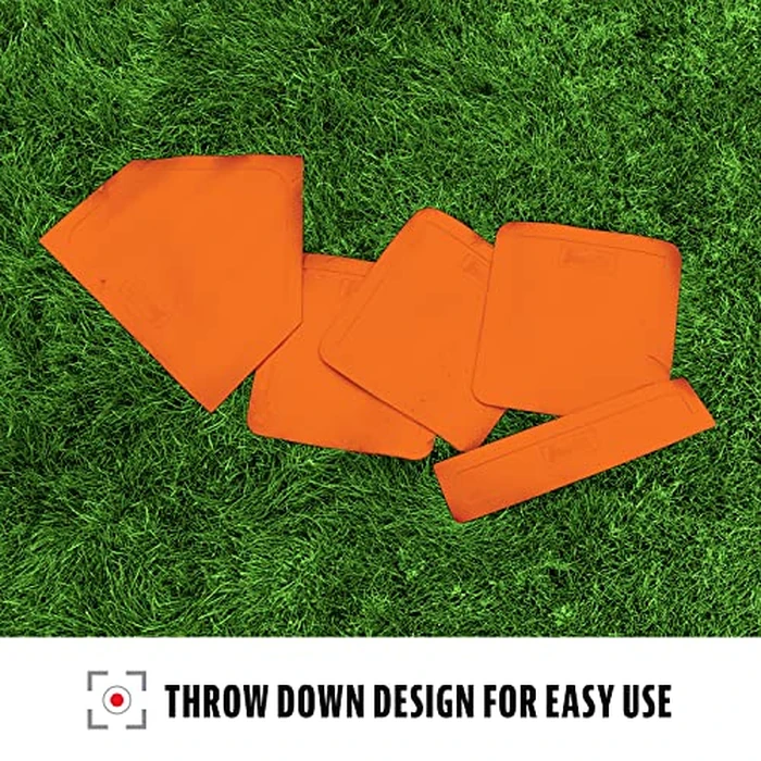 Franklin Sports Thrown Down Baseball Bases with Home Plate and Pitcher's Rubber - Rubber Base Set Perfect for Baseball, Teeball, and Kickball - Five Piece Orange, 5 piece set by Franklin Sports - Image 4