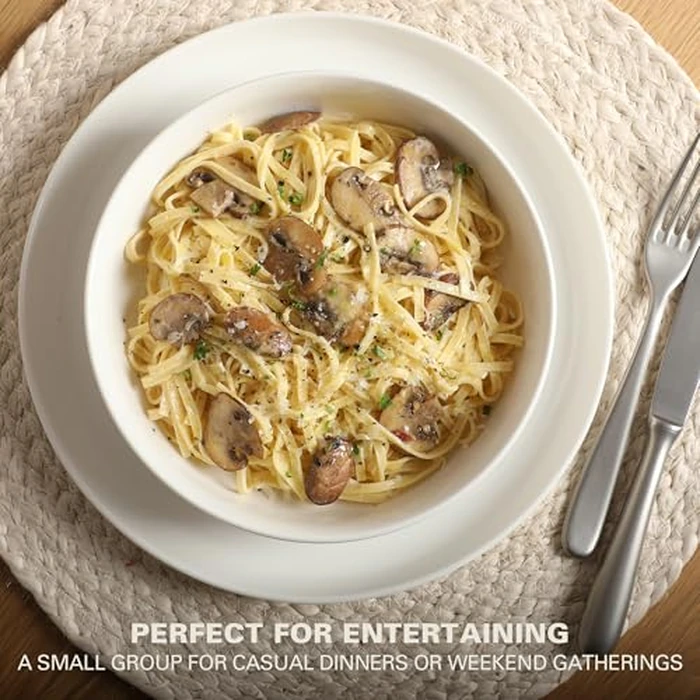 Gibson Home Oslo Dinnerware Set for 4, 16-Piece White Porcelain Plates and Bowls - Ceramic Dish Set | Microwave & Dishwasher Safe by Gibson Home - Image 5