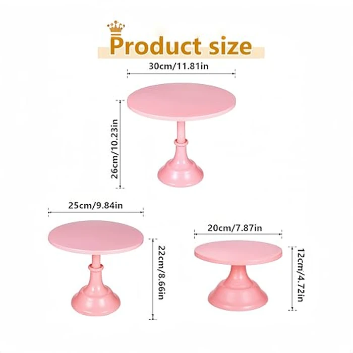 CBBZJY 3 Pcs Metal Cake Stand Set 8/10/12 inch Dessert Table Display Perfect for Baby Shower Wedding Birthday(Pink) by CBBZJY - Image 5