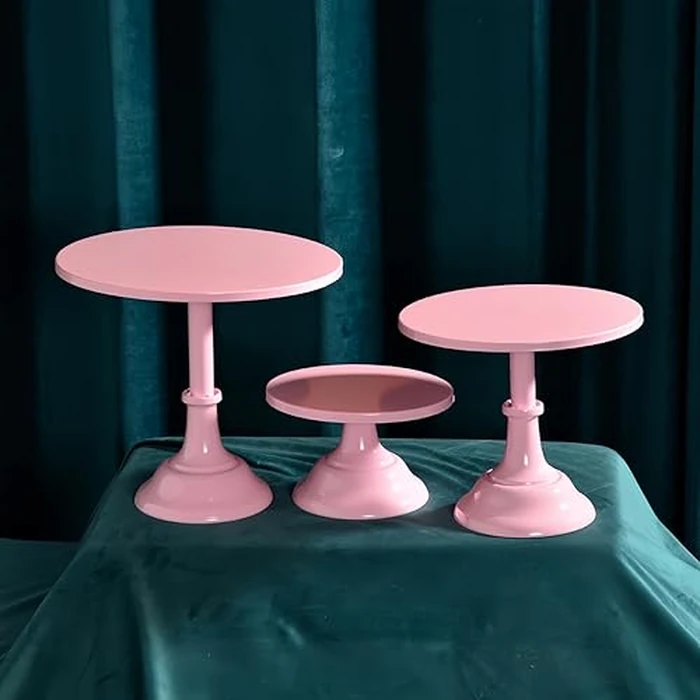 CBBZJY 3 Pcs Metal Cake Stand Set 8/10/12 inch Dessert Table Display Perfect for Baby Shower Wedding Birthday(Pink) by CBBZJY - Image 6