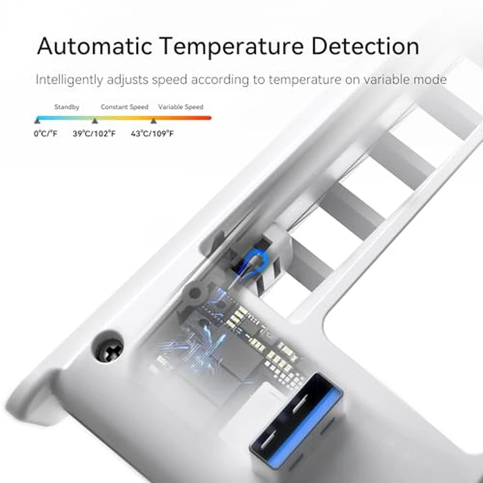 Cooling Fan for PS5 Slim, KIWIHOME Efficient Cooling Accessories with 3 Larger Fans, Quiet Cooler with Adjustable Speed, Auto On/Off, USB3.0 Port & LED, Not for PS5 2020 and Pro Version 2024 by KIWIHOME - Image 5