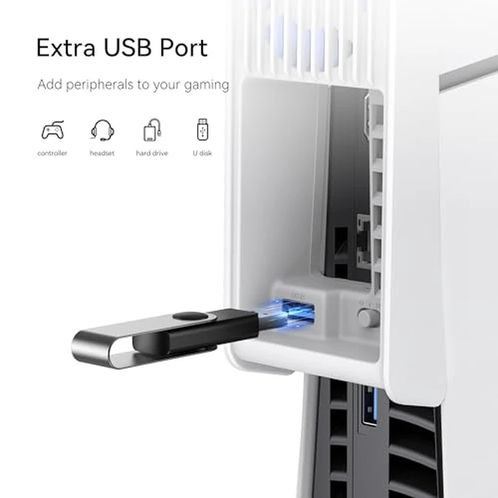 Cooling Fan for PS5 Slim, KIWIHOME Efficient Cooling Accessories with 3 Larger Fans, Quiet Cooler with Adjustable Speed, Auto On/Off, USB3.0 Port & LED, Not for PS5 2020 and Pro Version 2024 by KIWIHOME - Image 6