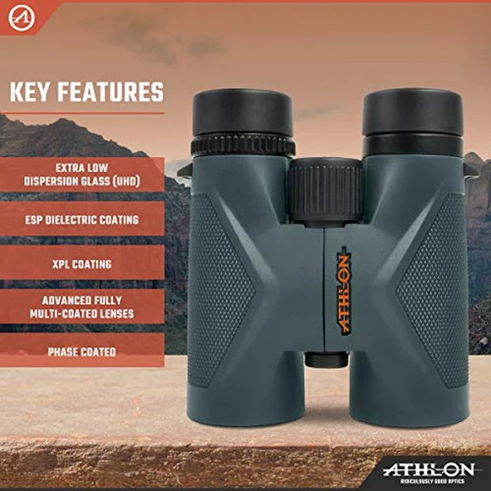 Athlon Optics 8x42 Midas UHD Gray Binoculars with ED Glass for Adults and Kids, High-Powered Binoculars for Hunting, Birdwatching, and More by Athlon Optics - Image 3