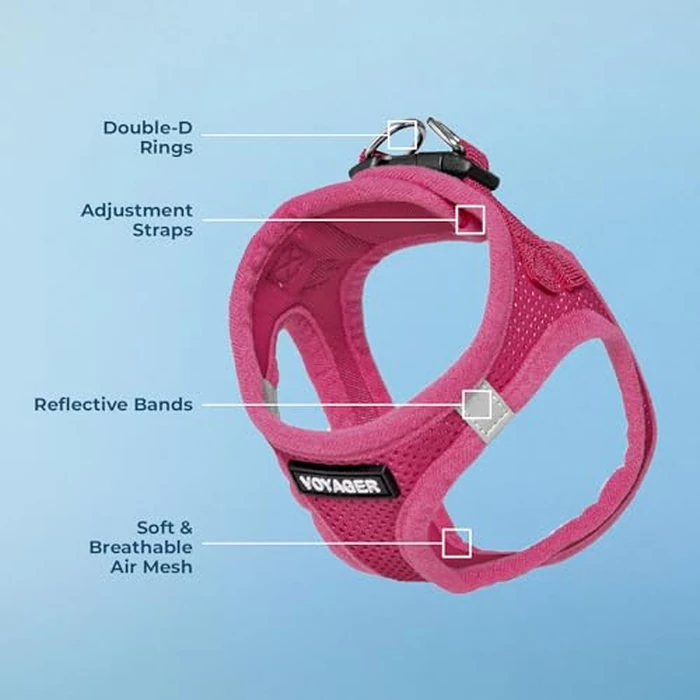 Best Pet Supplies Voyager Step-in Air Harness - All Weather Mesh, Reflective, No Pull Harness for Dogs, Cats - Secure with Hook & Loop Fastener, Buckle, Double D-Rings - Fuchsia, XS by Best Pet Supplies - Image 4