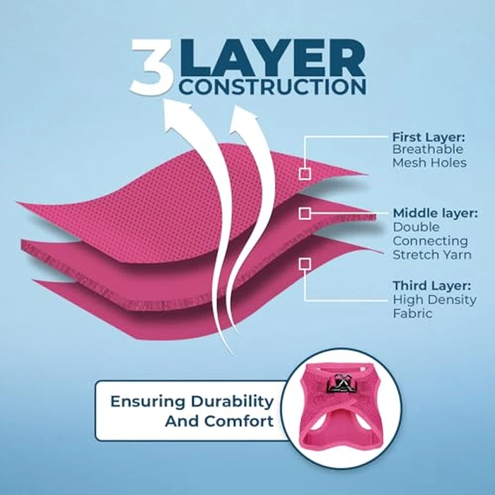 Best Pet Supplies Voyager Step-in Air Harness - All Weather Mesh, Reflective, No Pull Harness for Dogs, Cats - Secure with Hook & Loop Fastener, Buckle, Double D-Rings - Fuchsia, XS by Best Pet Supplies - Image 5
